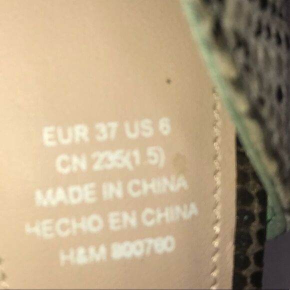 NEW! H&M Snake Skin Green/Beige Slingback Pumps 6 - Picture 6 of 7